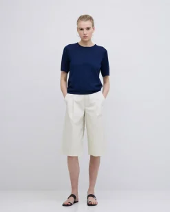 Bermudas tejido gabardina blanco roto