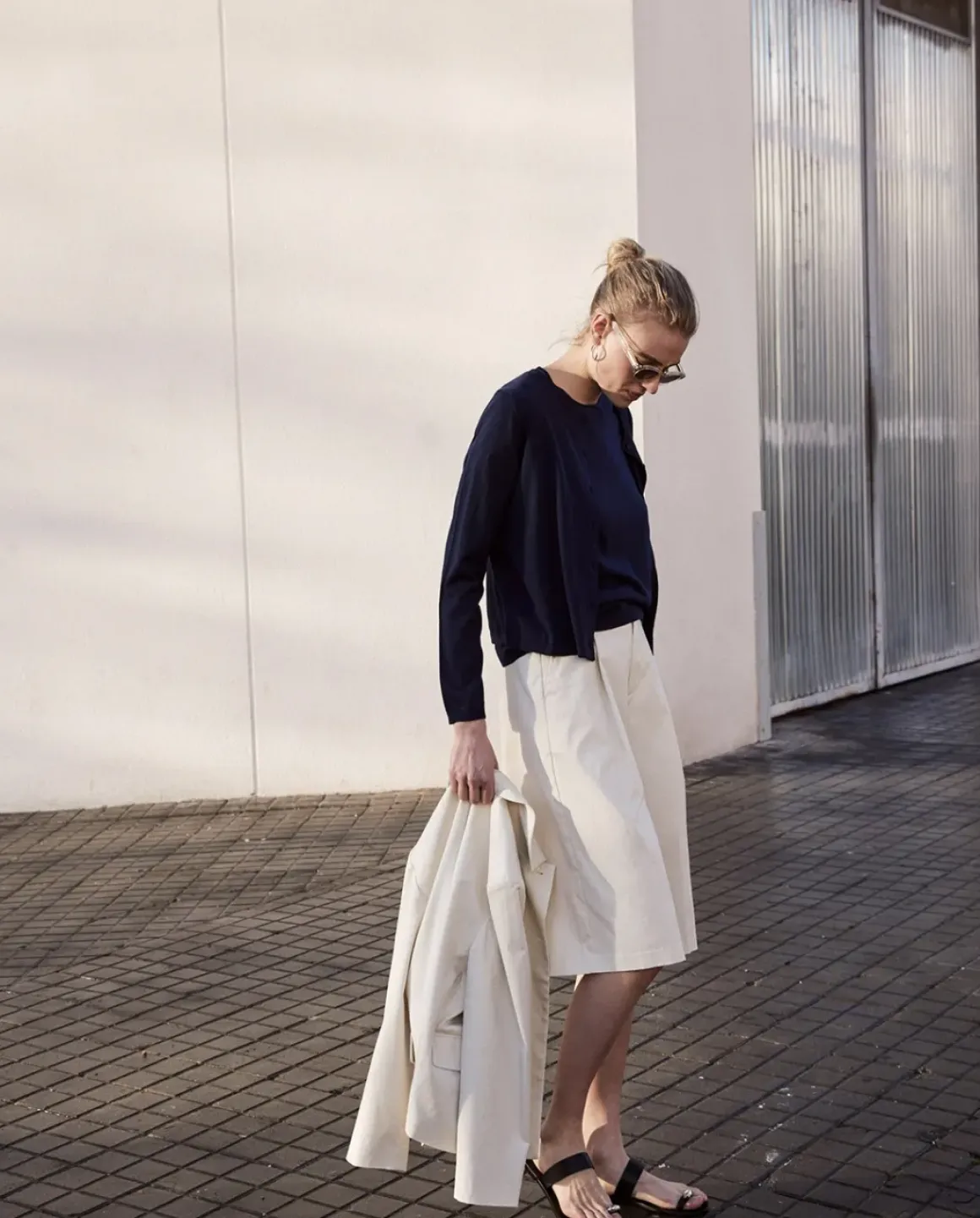 Bermudas tejido gabardina blanco roto