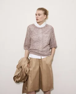 Bermudas tejido gabardina camel