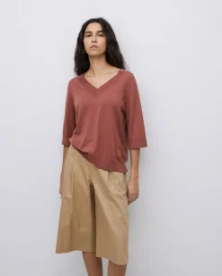 Bermudas tejido gabardina camel