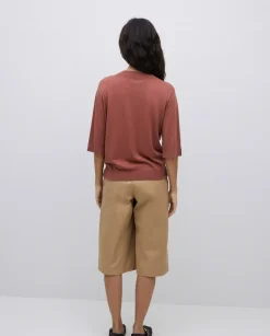 Bermudas tejido gabardina camel