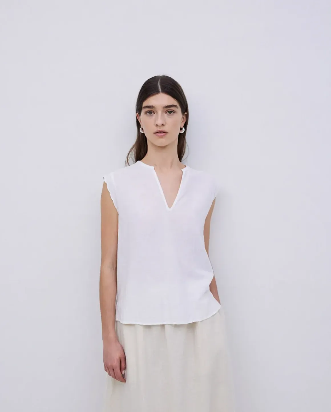 Blusa bimateria ondas blanco