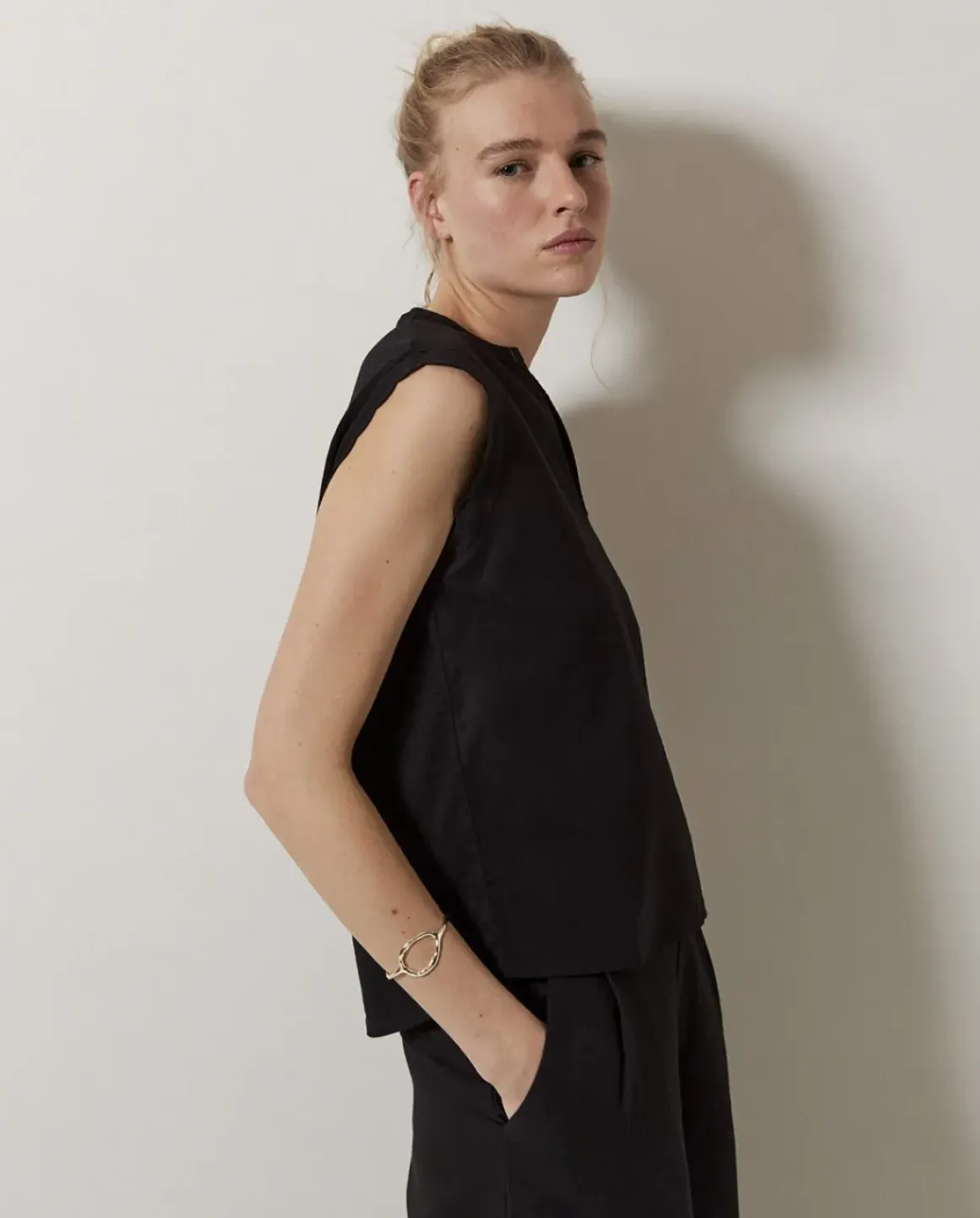 Blusa bimateria ondas negro