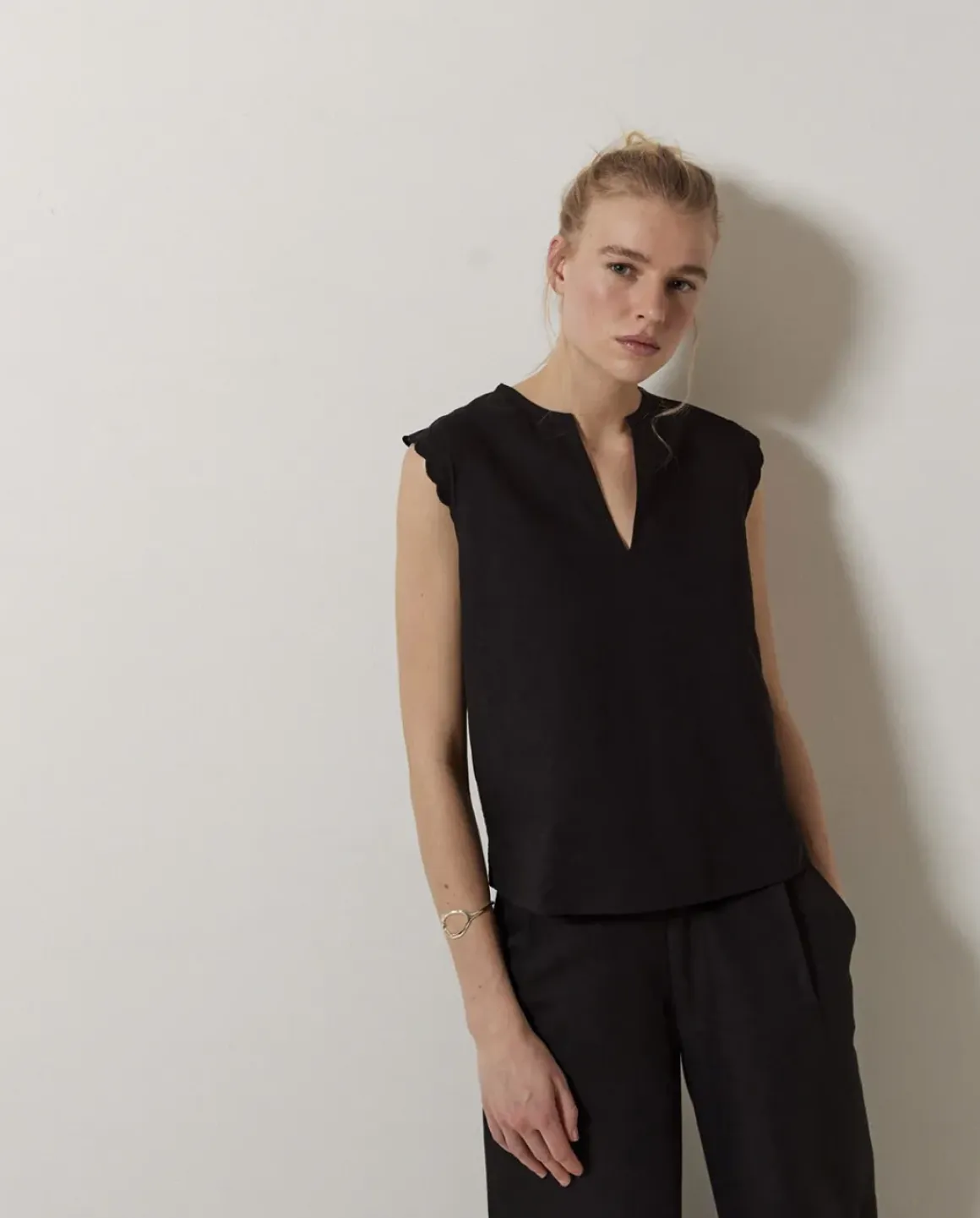 Blusa bimateria ondas negro