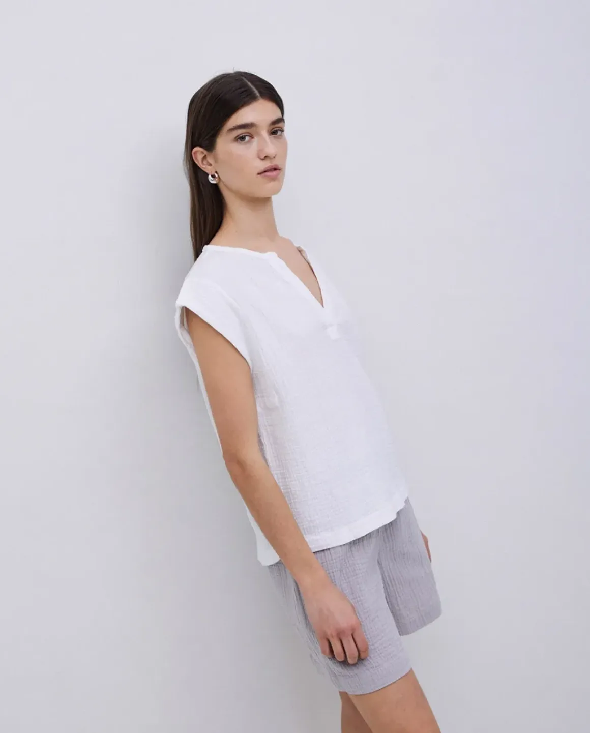 Blusa doble gasa algodón blanco