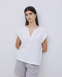 Blusa doble gasa algodón blanco