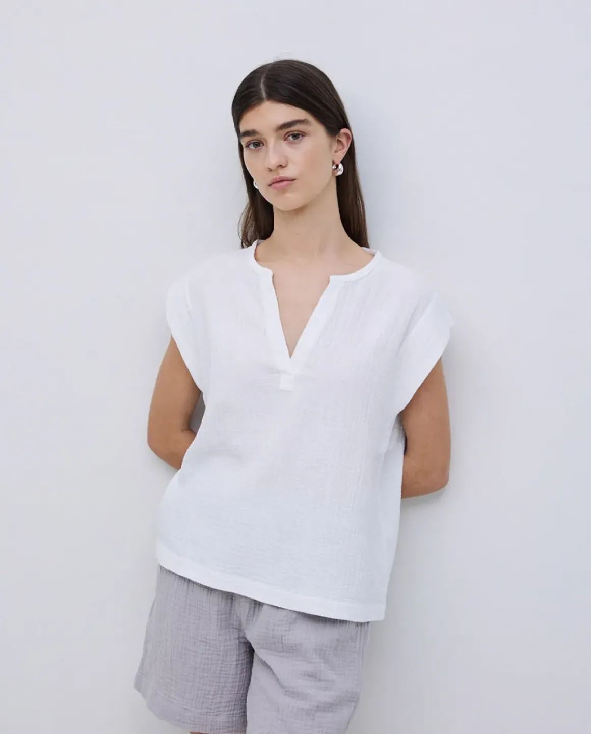 Blusa doble gasa algodón blanco