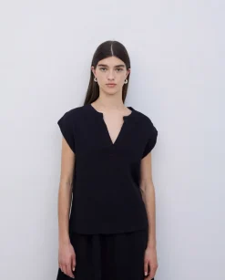Blusa doble gasa algodón negro