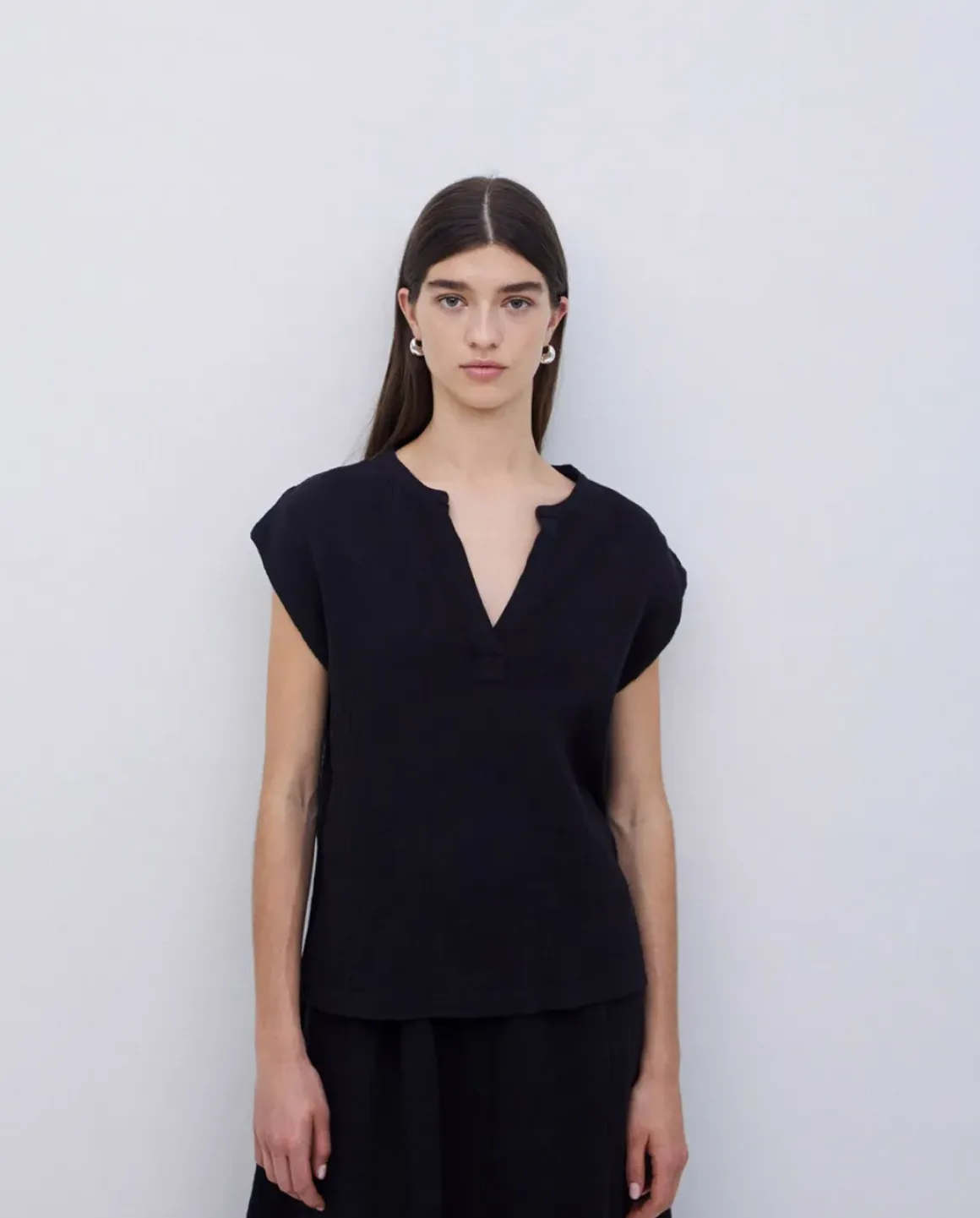 Blusa doble gasa algodón negro