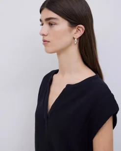 Blusa doble gasa algodón negro