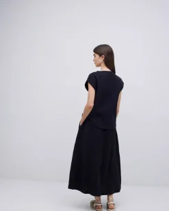 Blusa doble gasa algodón negro