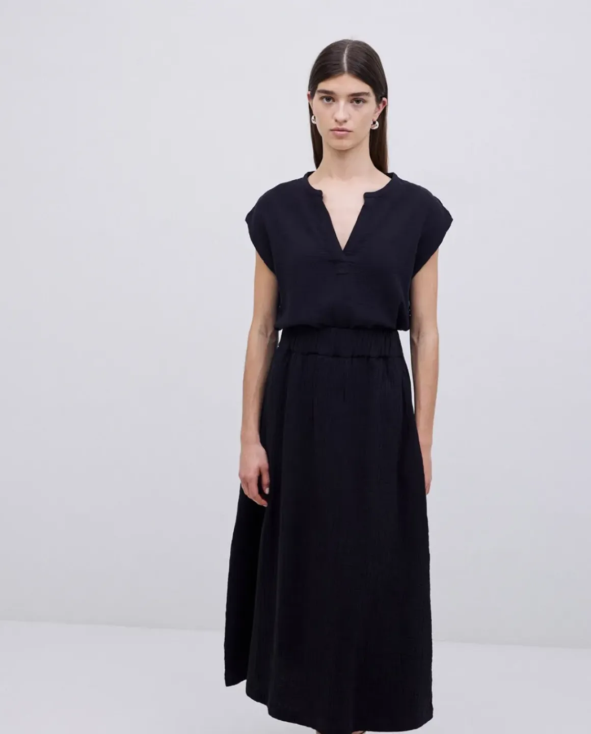 Blusa doble gasa algodón negro