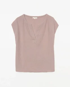 Blusa doble gasa algodón rosa pálido