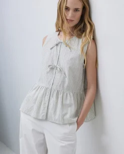 Blusa lazos sin mangas crudo