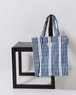 Bolsa tote cuadros azul