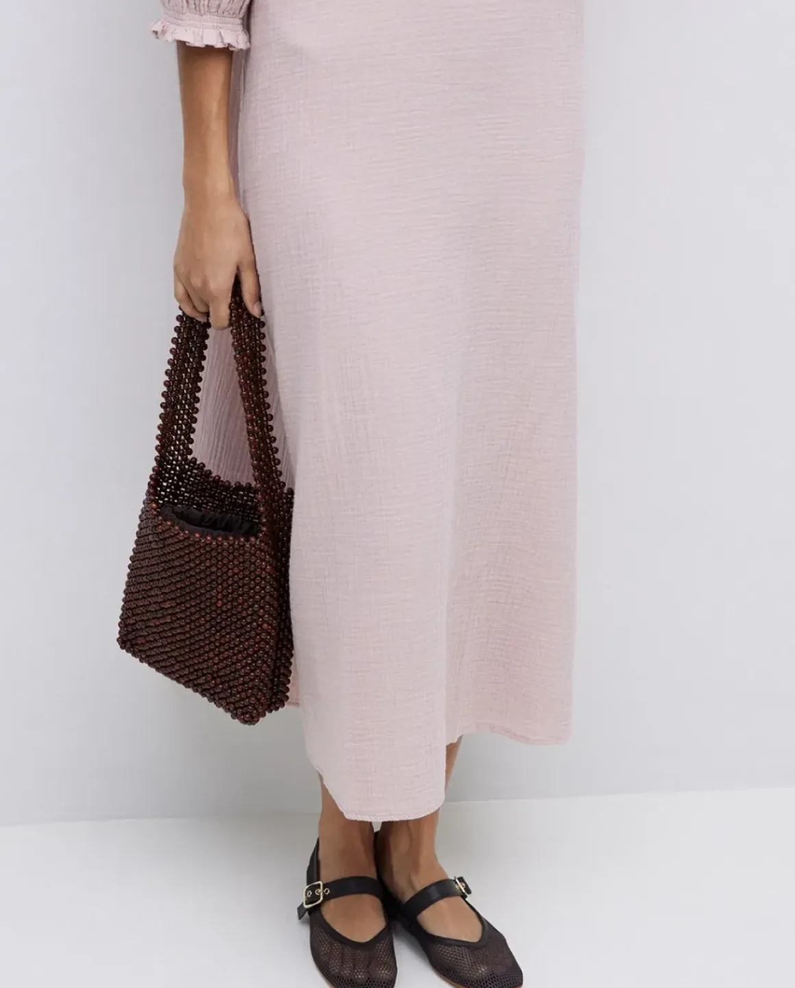 Bolso abalorios madera chocolate
