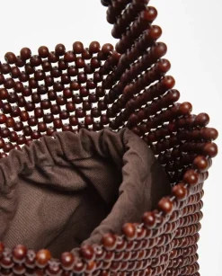 Bolso abalorios madera chocolate