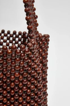 Bolso abalorios madera chocolate