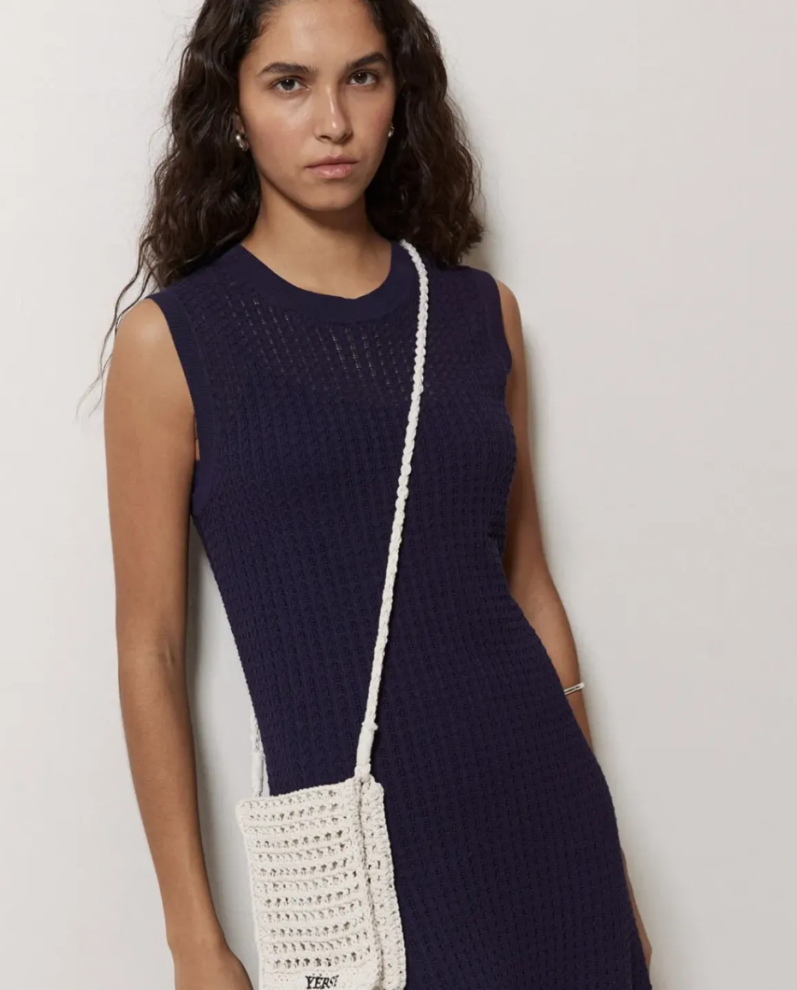 Bolso handmade de crochet crudo