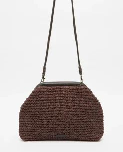 Bolso handmade rafia y piel chocolate