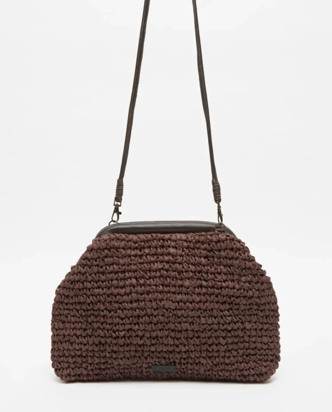 Bolso handmade rafia y piel chocolate