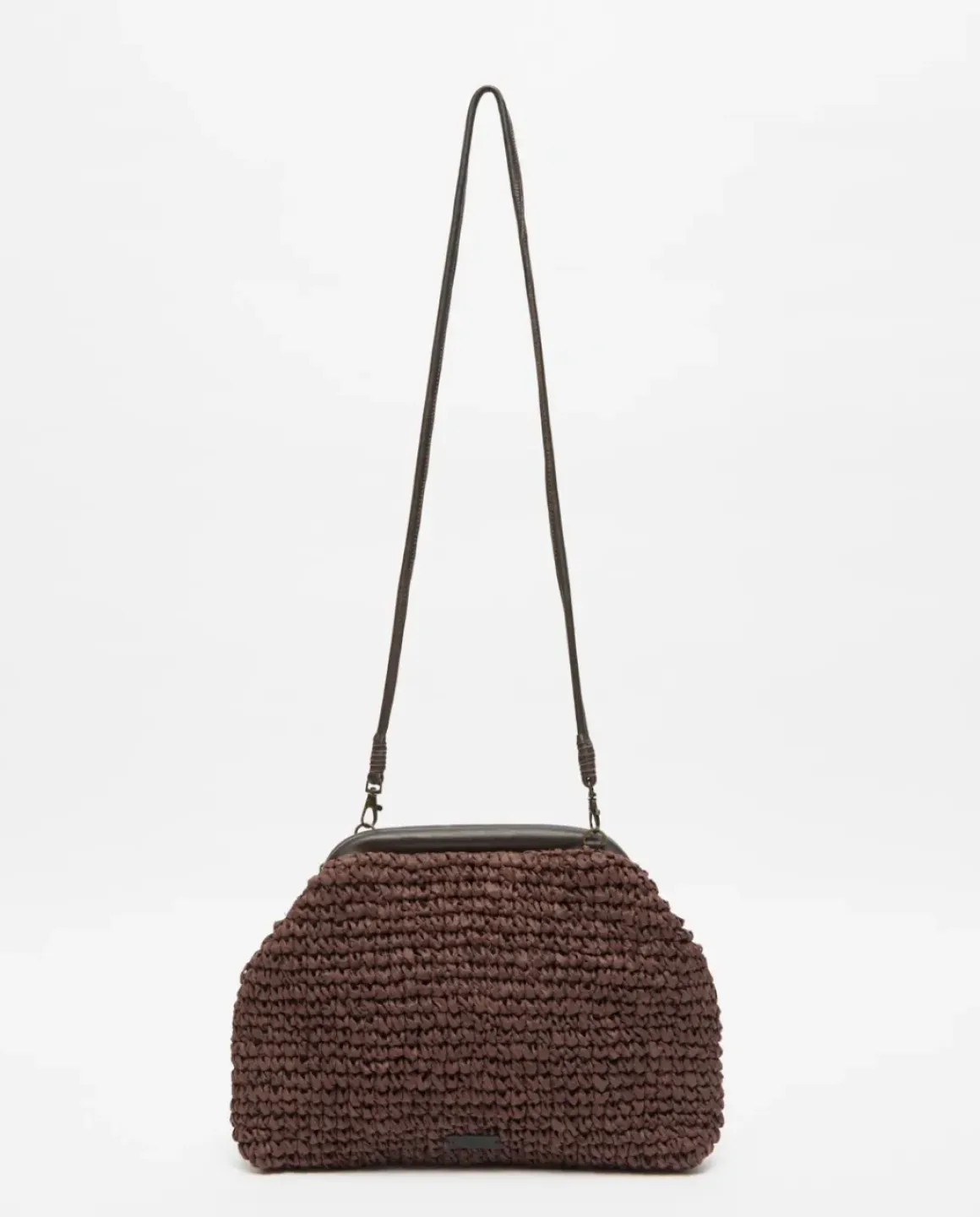 Bolso handmade rafia y piel chocolate