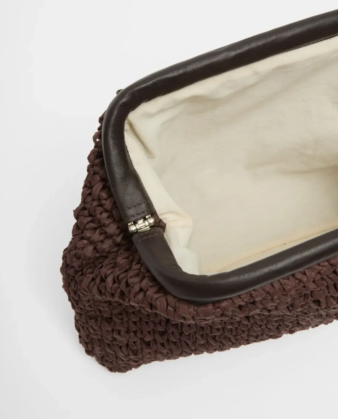 Bolso handmade rafia y piel chocolate