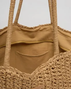 Bolso shopper cremallera natural