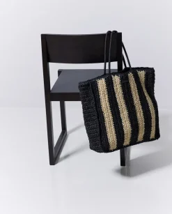 Bolso shopper rayas crudo y negro