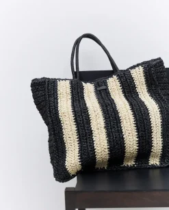 Bolso shopper rayas crudo y negro
