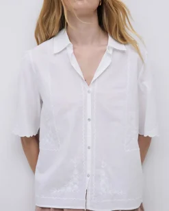 Camisa algodón bordados blanco