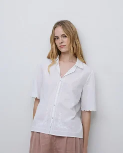 Camisa algodón bordados blanco