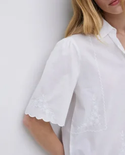 Camisa algodón bordados blanco