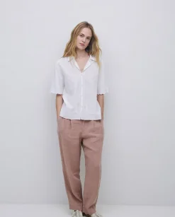 Camisa algodón bordados blanco