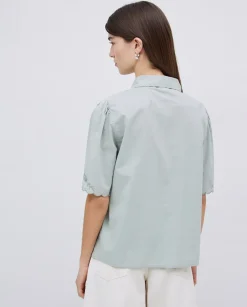 Camisa algodón bordados gris verdoso