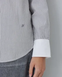 Camisa 100% algodón rayas gris claro