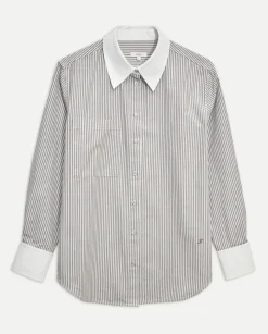 Camisa 100% algodón rayas gris claro