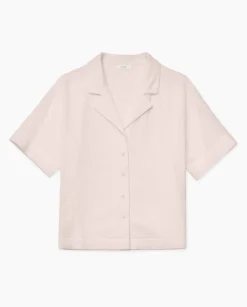 Camisa bimateria cuello solapa rosa pálido