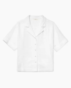 Camisa bimateria cuello solapa blanco