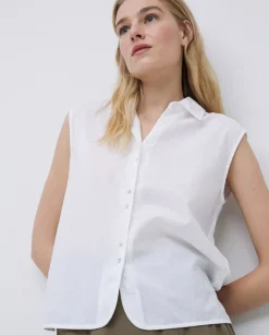 Camisa bimateria voile blanco