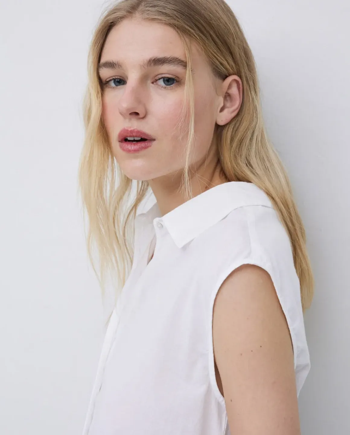 Camisa bimateria voile blanco