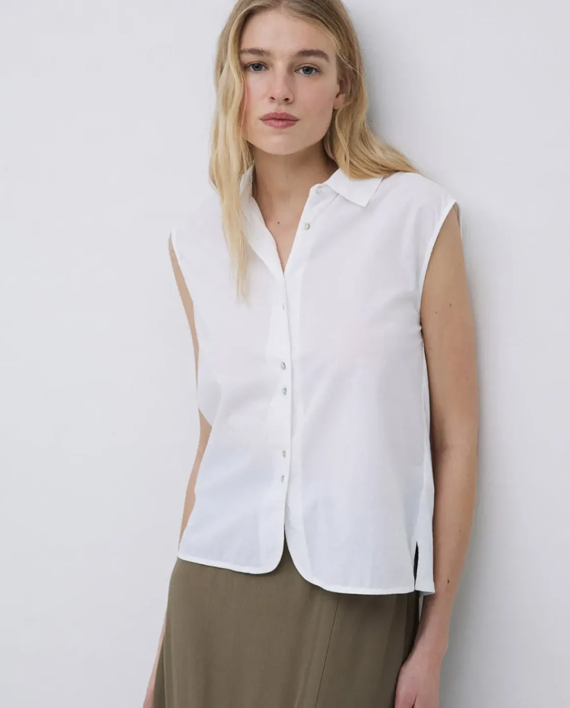 Camisa bimateria voile blanco