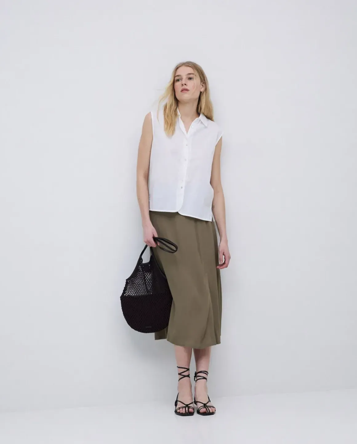 Camisa bimateria voile blanco