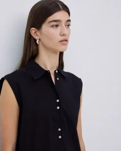 Camisa bimateria voile negro