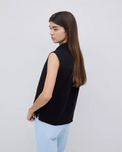 Camisa bimateria voile negro