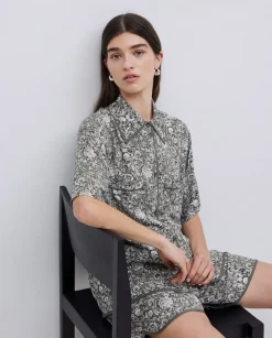 Camisa fluida floral caqui
