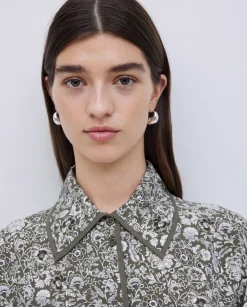 Camisa fluida floral caqui
