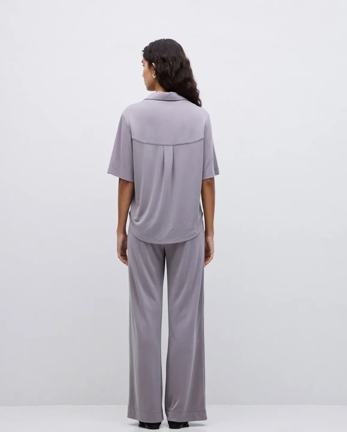 Camisa fluida manga corta gris