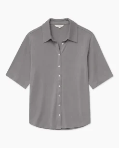 Camisa fluida manga corta gris