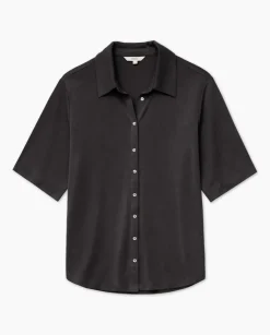 Camisa fluida manga corta negro